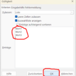 Dropdownliste Libreoffice calc, Daten gültigkeit, zulassen, liste, einträge Anleitung