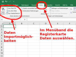 Import von Daten in Excel