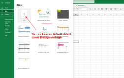 Neues Leeres Arbeitsblatt ohne Designvorlage in Excel.